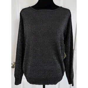 Eva & Paige Metallic Silver Lurex Knit Sweater - Size Petite Large